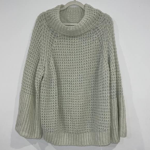 Anthropologie Maeve Mint Green Wool Dionne Bell-Sleeved Plus Size Sweater 2X - Picture 4 of 16